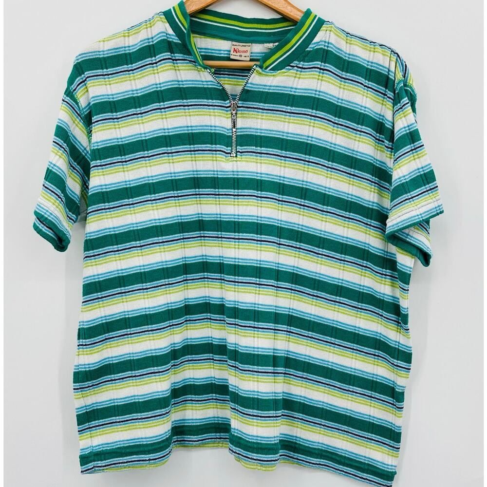 Vintage Ki-ko-mo Short Sleeve Knit Zip Sweater Top Womens 2X (fits like a large)